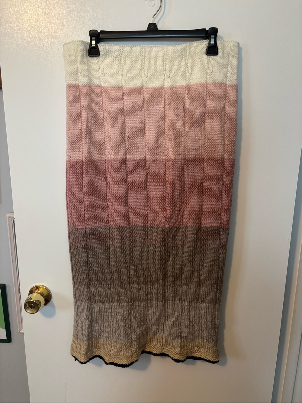 Vintage Handmade Coquette Girl Soft Cottagecore Colorblock Knit Midi Skirt